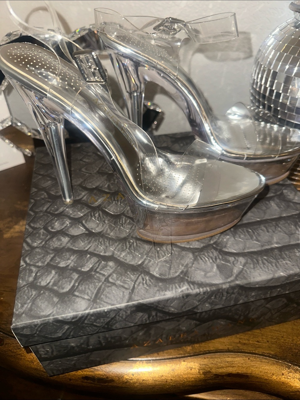 Azalea Wang Clear Platform Stiletto Sandals - Transparent Women’s Heels